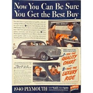 Plymouth Coupes & Sedans "Tune in Major Bowen Amateur Hour" Vtg Print Ad 1940-41